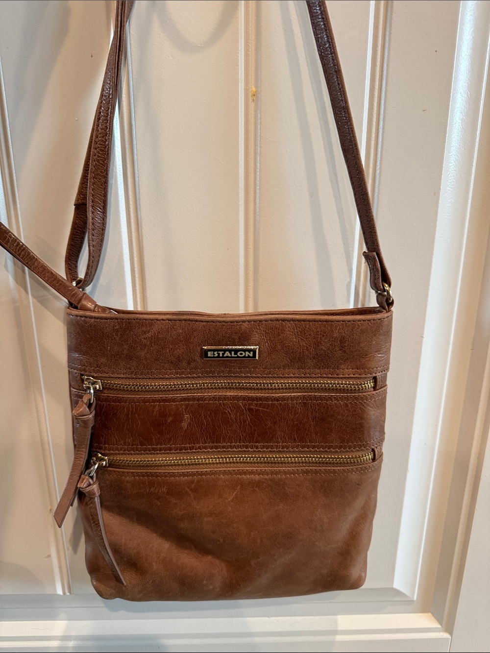 Estalon Brown Leather Crossbody Bag